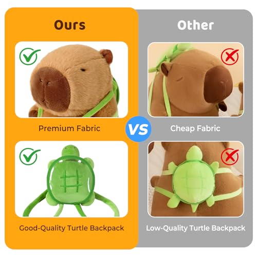 Ditucu Cute Capybara Plush with Turtle Backpack Soft Capibara Stuffed Animal Plushies Toys Hugging Gifts for Kids Brown 9 inch - Image 5