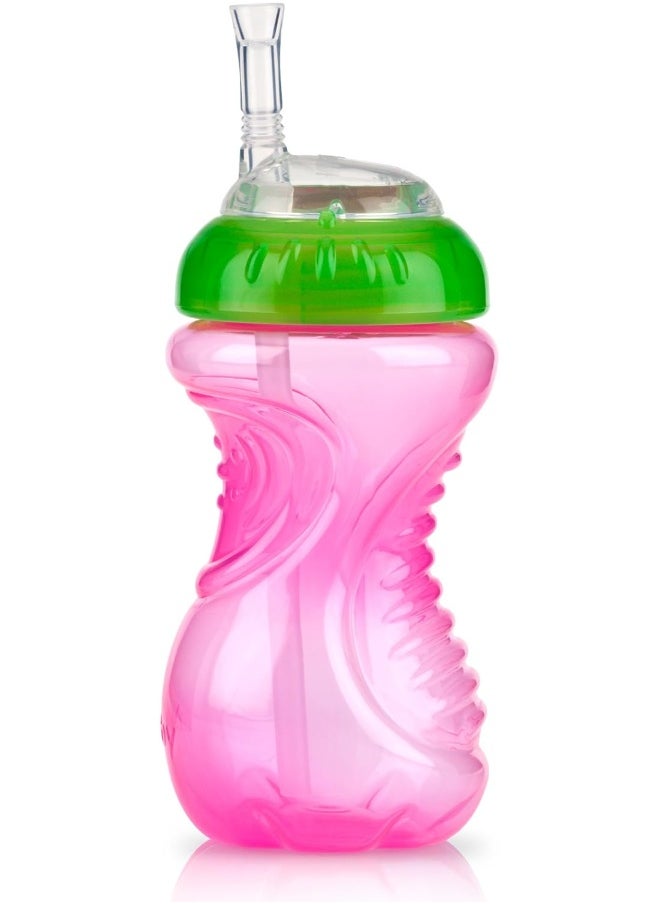 Nuby - Nuby 3 Piece Girl No-Spill Cup with Flex Straw, 10 Ounce - Image 1