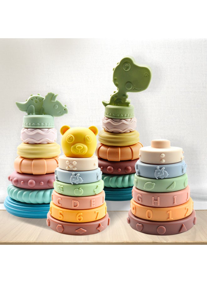 Generic - Infant Vinyl Stacking Music Early Education Cognitive Soft Rubber Stacking Ring Children Stacking High Toys Wholesale-Color:628-31 Digital Stacking Ring (surrounding Card)-Specifications:Random Color - Image 1