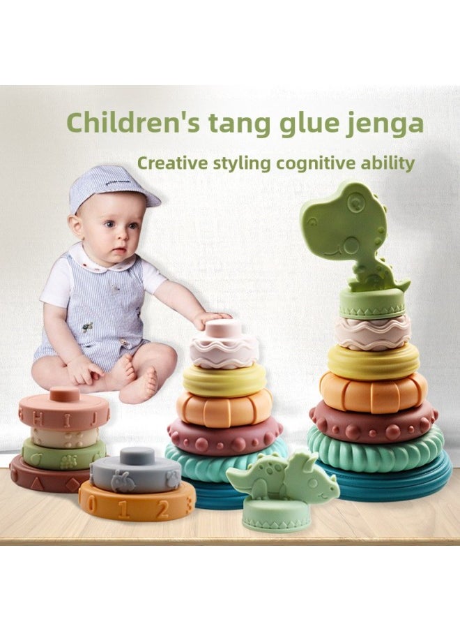 Generic - Infant Vinyl Stacking Music Early Education Cognitive Soft Rubber Stacking Ring Children Stacking High Toys Wholesale-Color:628-31 Digital Stacking Ring (surrounding Card)-Specifications:Random Color - Image 1