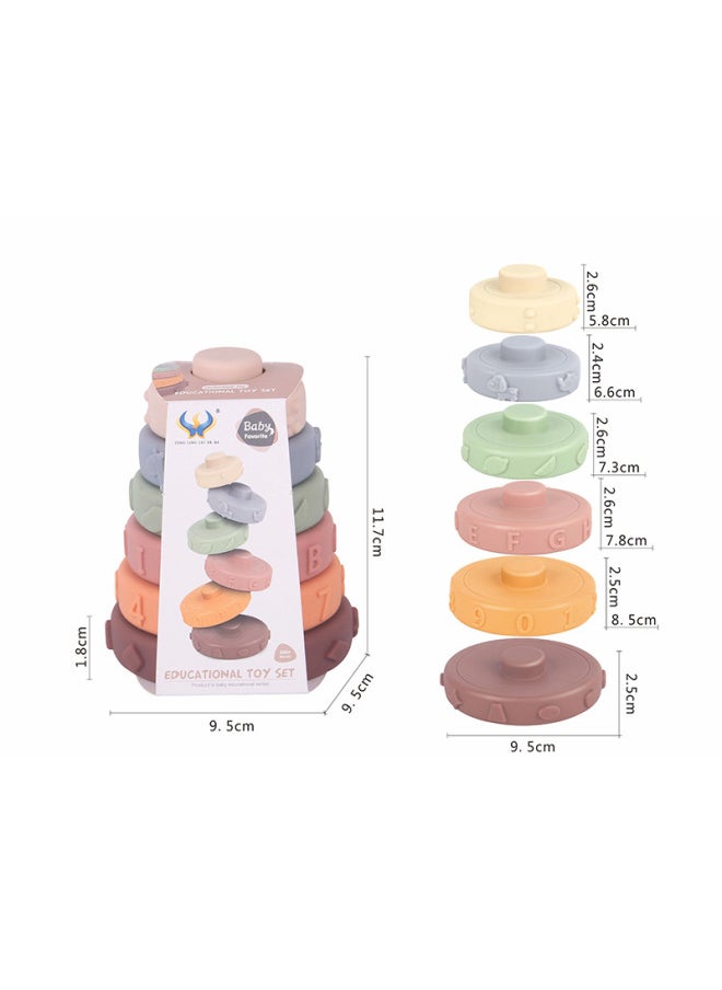 Generic - Infant Vinyl Stacking Music Early Education Cognitive Soft Rubber Stacking Ring Children Stacking High Toys Wholesale-Color:628-31 Digital Stacking Ring (surrounding Card)-Specifications:Random Color - Image 1