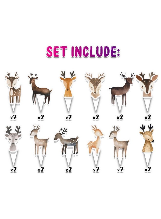 PC 24 قطعة من زينة كعك الكب كيك على شكل غزال - زينة حفلات ريفية للأطفال وحفلات استقبال المواليد - Image 2