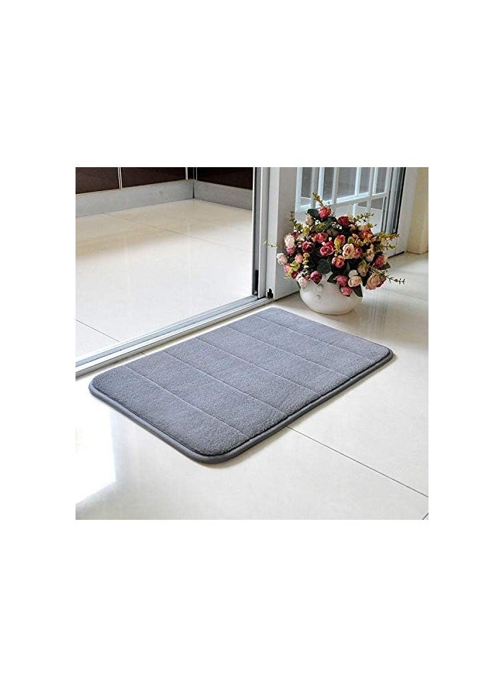 Bukela Memory Foam Bath Mat, 2 Pack Non-Slip Back, 16"x24" Fleece Softness, Highly Absorbent, Bathroom Carpet, Super Soft Microfiber Bath Rug, Rectangle, Easy to Clean Mat (Grey) - Image 2