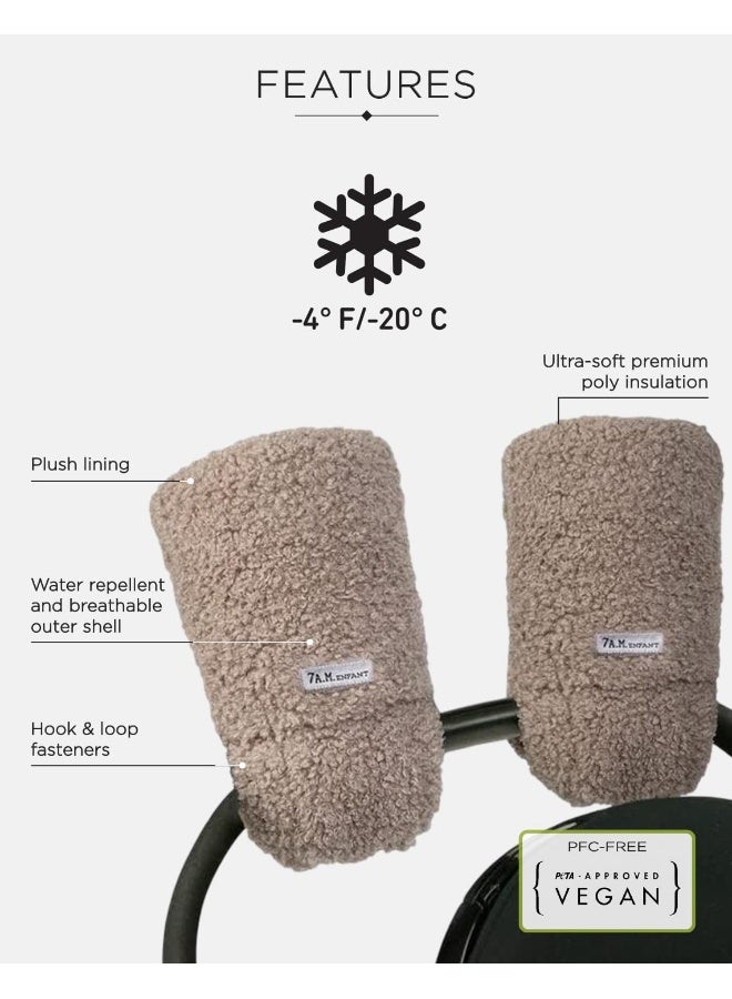 7 A.M. 7AM Enfant Stroller Warmmuffs Gloves - Anti-Freeze Stroller Mittens for Handlebars, Water Repellent Hand Warmer Muff for Cold Weather, Plush Lined Stroller Warmmuffs | Winter Stroller Accessories - Image 3