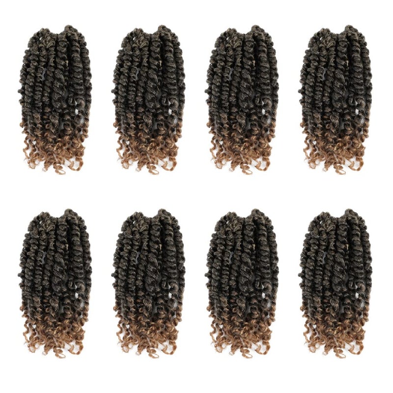 BOHOBABE Pretwisted Passion Twist Crochet Hair 6 Inch Short Prelooped Crochet Passion Twist Braiding Hair 8 Packs T27