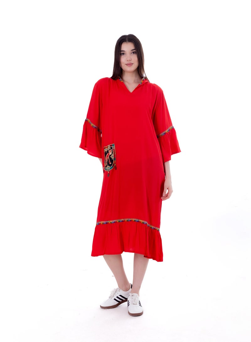 BEBO Women's short printed long sleeve dress, free size, suitable for weight from 60 to 85 kg approximately  - Image 1
