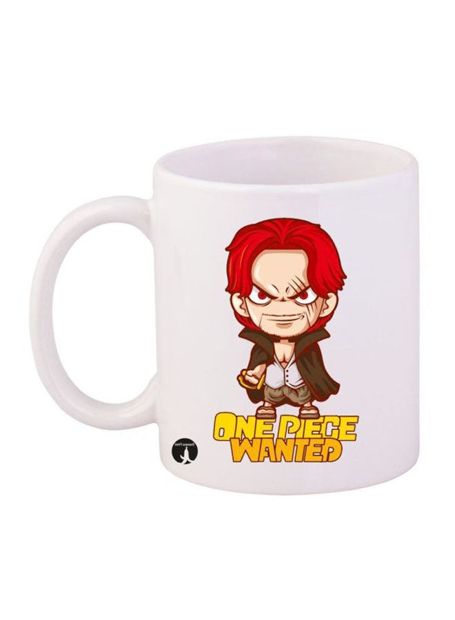 Anime One Piece Printed Mug White/Red/Yellow 11ounce