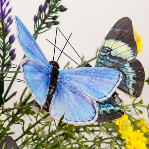 Berfutall-Artificial Feather 3D Butterfly Party Decorations Set of 12 with Clip 12 Color Ornaments for Christmas Tree - Image 4