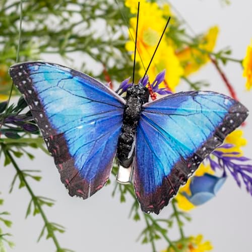 Berfutall-Artificial Feather 3D Butterfly Party Decorations Set of 12 with Clip 12 Color Ornaments for Christmas Tree - Image 3