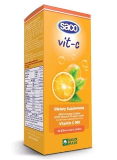 Saco Saco Vitamin C (Ascorbic Acid ) 500 mg  Contributes to Maintain the Normal Function of the Immune System 30 Effervescent Tablets  - Image 3