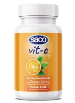 Saco Saco Vitamin C (Ascorbic Acid ) 500 mg  Contributes to Maintain the Normal Function of the Immune System 30 Effervescent Tablets  - Image 4