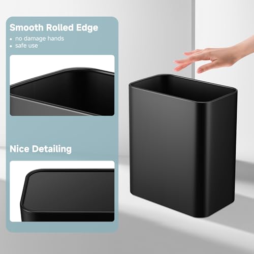 TIPGO Small Metal Trash Can, 2.1 Gallon Slim Trash Can for Bathroom, Wastebasket Garbage Bin for Bedroom, Office, Kitchen, Under Sink (Matte Black) - Image 5