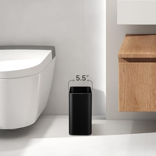 TIPGO Small Metal Trash Can, 2.1 Gallon Slim Trash Can for Bathroom, Wastebasket Garbage Bin for Bedroom, Office, Kitchen, Under Sink (Matte Black) - Image 3