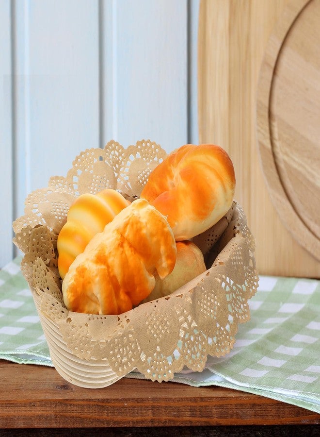 DSLSQD 100pcs Paper Doilies Round Brown Paper Doilies 13.5inch Doilie for Dessert Trays Dollies Lace Papers for Tables Round Paper Placemats for Dining Tables Decorative Paper Placemats Cakes Desserts - Image 3