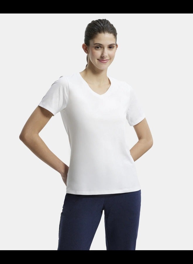 JOCKEY AW89 Women's Super Combed Cotton Rich Fabric Relaxed Fit V-Neck Half Sleeve T-Shir - Image 1
