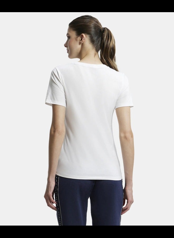 JOCKEY AW89 Women's Super Combed Cotton Rich Fabric Relaxed Fit V-Neck Half Sleeve T-Shir - Image 3