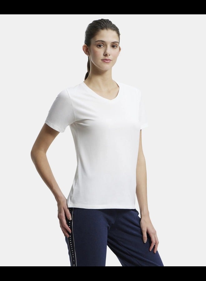 JOCKEY AW89 Women's Super Combed Cotton Rich Fabric Relaxed Fit V-Neck Half Sleeve T-Shir - Image 2