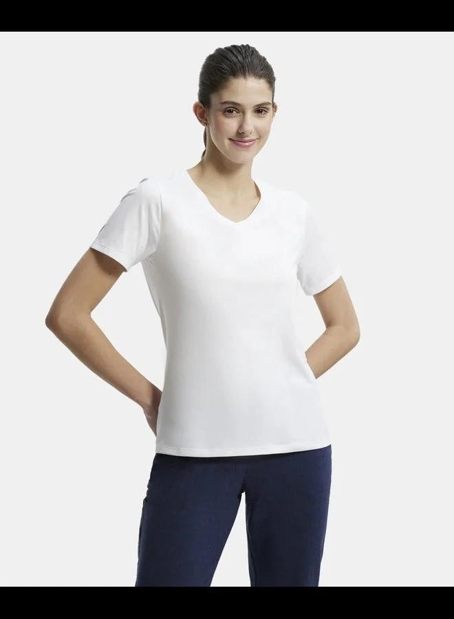 JOCKEY AW89 Women's Super Combed Cotton Rich Fabric Relaxed Fit V-Neck Half Sleeve T-Shir