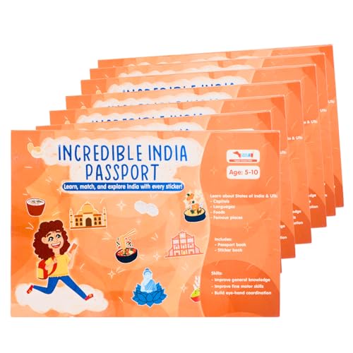CocoMoco Kids India Passport for Kids, Learn About States of India & UTS, Geography Educational Toy Activity Kit with Stickers, Ages 4-5, 6-7, 8-10, 11 Year Old (Pack of 10) - Image 1