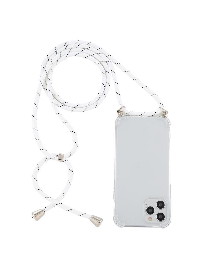 زبون جراب لهاتف iPhone 12 / 12 Pro جراب TPU شفاف مقاوم للصدمات بأربع زوايا مع حبل - Image 1