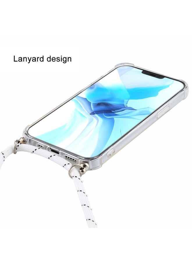 زبون جراب لهاتف iPhone 12 / 12 Pro جراب TPU شفاف مقاوم للصدمات بأربع زوايا مع حبل - Image 3