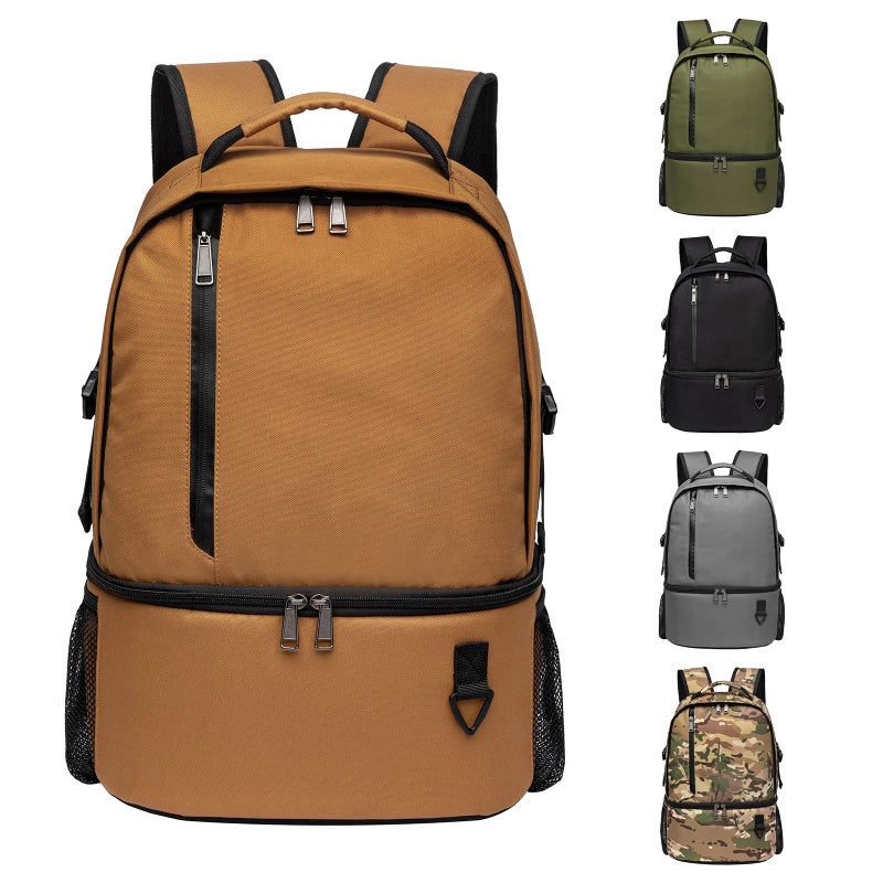TUGUAN Insulated Cooler Backpack 38/42 Cans Double Deck Leakproof Lightweight Soft Lunch Backpack Small Cooler Bag Beach Picnic, Brown - Image 1