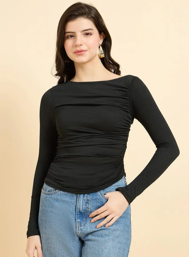 أوجيدر بلوزة محبوكة سادة بأكمام طويلة