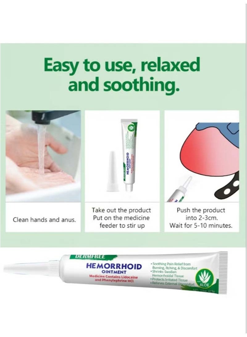 DERMFREE Hemorrhoid Ointment 42.5g Hemorrhoid Treatment Hemorrhoid Cream for Hemorrhoid Discomfort, Cooling Formula with Soothing Ingredients Targets Pain Swelling and Itching Fast Acting Ointment  - Image 2