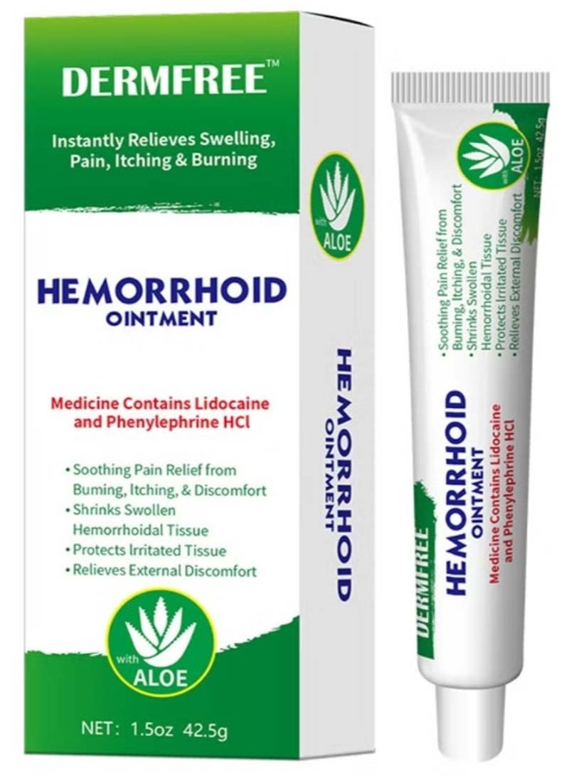 DERMFREE Hemorrhoid Ointment 42.5g Hemorrhoid Treatment Hemorrhoid Cream for Hemorrhoid Discomfort, Cooling Formula with Soothing Ingredients Targets Pain Swelling and Itching Fast Acting Ointment  - Image 1