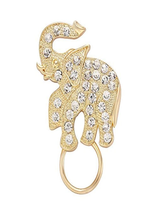 NOUMANDA Fashion Antique Gold Crystal Elephant Brooch Pin Magnetic Eyeglass Holder (gold) - Image 1