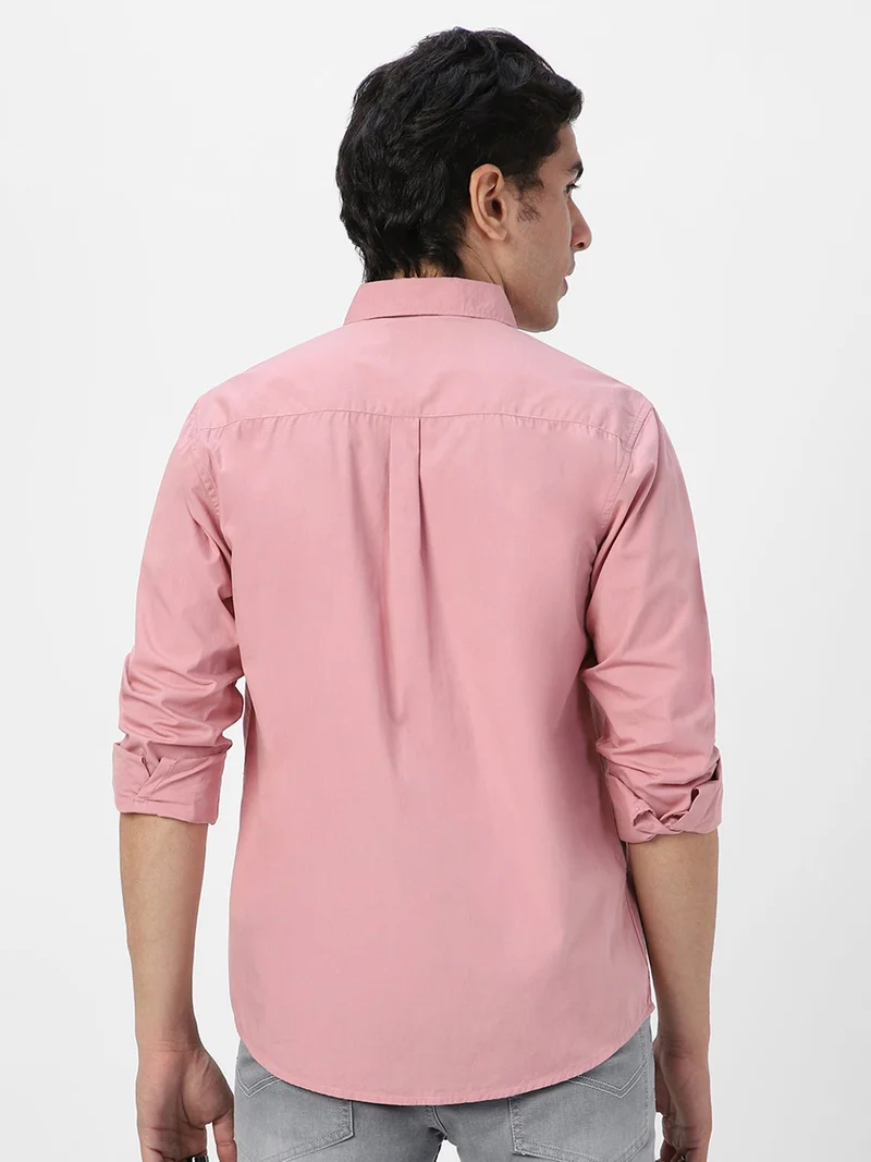 Urbano Fashion  Urbano Fashion Men's Pink Cotton Full Sleeve Regular Fit Casual Solid Shirt  | Best Price UAE
