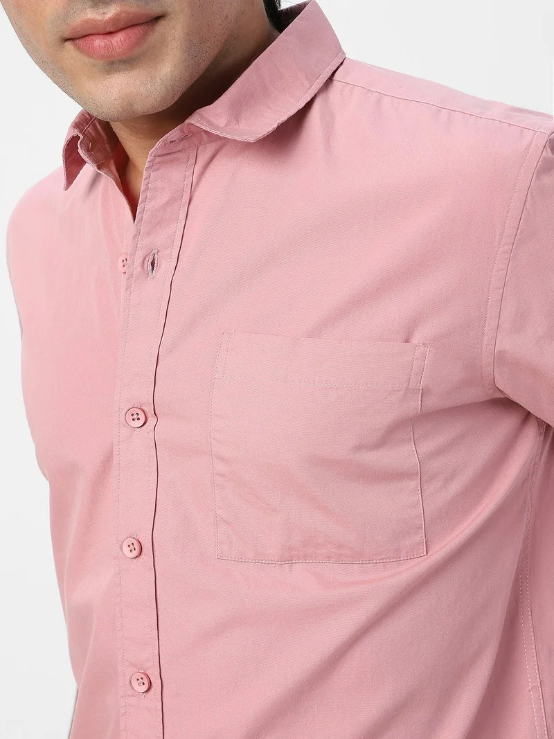 Urbano Fashion  Urbano Fashion Men's Pink Cotton Full Sleeve Regular Fit Casual Solid Shirt  | Best Price UAE
