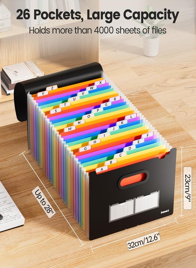Sooez 26-Pocket Accordion File Organizer, Upgraded Expanding File Folder with Unobstructed A-Z Tabs, Premium Bill Tax Receipt Document Organizer Storage for Letter/A4 Size Paper, School Office & Home - Image 2