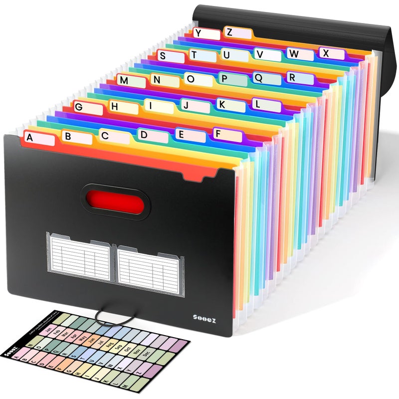 Sooez 26-Pocket Accordion File Organizer, Upgraded Expanding File Folder with Unobstructed A-Z Tabs, Premium Bill Tax Receipt Document Organizer Storage for Letter/A4 Size Paper, School Office & Home - Image 1