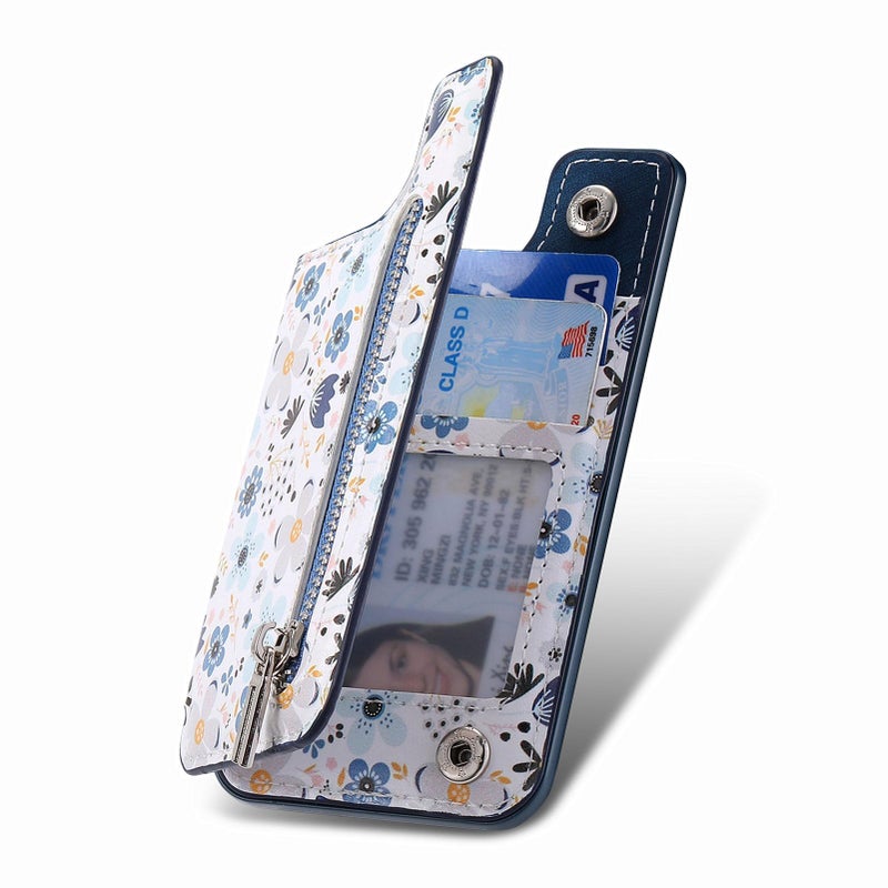 NEXT STORE Leather Stick-On Phone Wallet, Adhesive Slim Credit Card Holder for Smartphones, Blue - Image 1