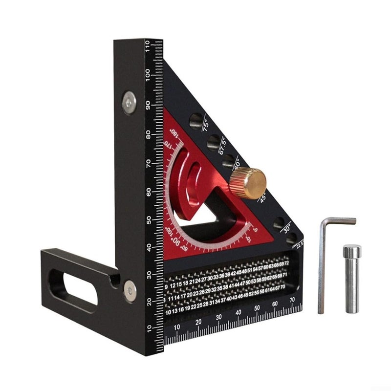 مسطرة متعددة الزوايا مع دبوس تثبيت وثقوب نقش على شكل حرف T، مصنوعة من المعدن، لون D - Image 1