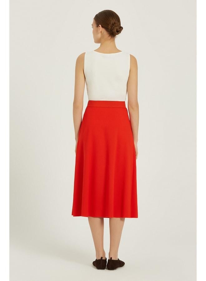 Mısırlı 1951 Pomegranate Flower Honeycomb-Textured Gold-Button Midi Skirt. - Image 2