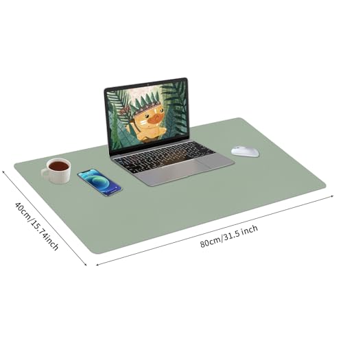 Bloss Leather Desk Mat, Large Mouse Pad, Non-Slip Desk Protector Mat, Leather Desk Blotter, Waterproof Desk Pad for Office Home Decor/Grey Green(31.5×15.7 Inches) - Image 3
