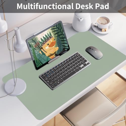 Bloss Leather Desk Mat, Large Mouse Pad, Non-Slip Desk Protector Mat, Leather Desk Blotter, Waterproof Desk Pad for Office Home Decor/Grey Green(31.5×15.7 Inches) - Image 2