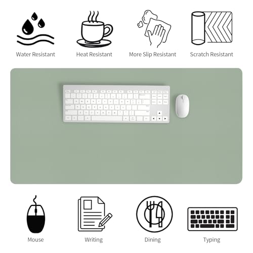 Bloss Leather Desk Mat, Large Mouse Pad, Non-Slip Desk Protector Mat, Leather Desk Blotter, Waterproof Desk Pad for Office Home Decor/Grey Green(31.5×15.7 Inches) - Image 5
