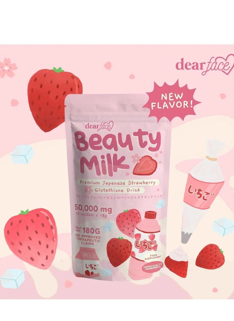 dear face - Dear Face Beauty Milk (180g) – Premium Japanese Strawberry Glutathione Drink for Skin Whitening & Radiance 50000mg - Image 1
