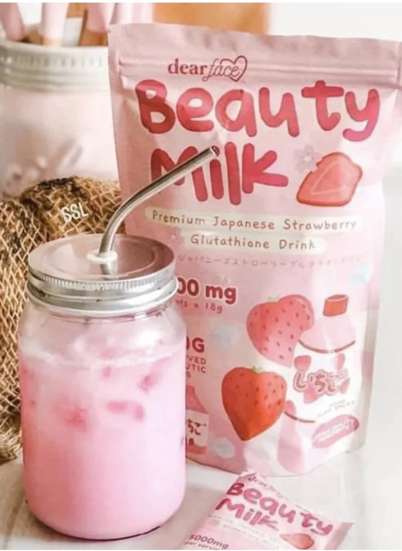 dear face - Dear Face Beauty Milk (180g) – Premium Japanese Strawberry Glutathione Drink for Skin Whitening & Radiance 50000mg - Image 1