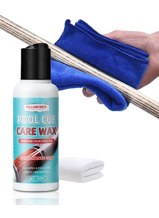 ويليام وير شمع العناية بعصا البلياردو، شمع عمود العصا، شمع عمود ناعم للبلياردو، ملحقات التلميع لحماية عمود عصا البلياردو الخشبي120 مل - Image 1