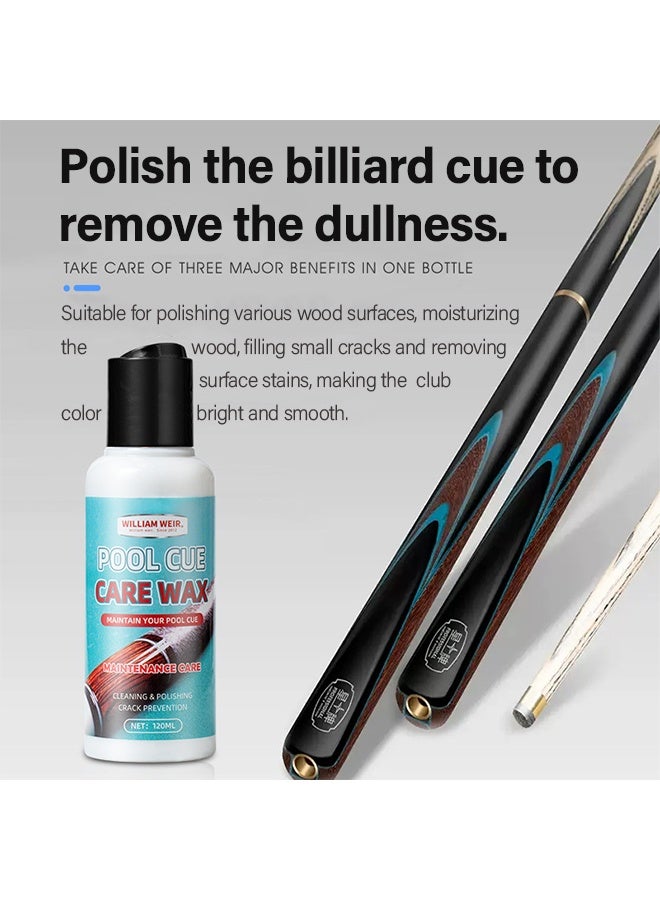 ويليام وير شمع العناية بعصا البلياردو، شمع عمود العصا، شمع عمود ناعم للبلياردو، ملحقات التلميع لحماية عمود عصا البلياردو الخشبي120 مل - Image 4