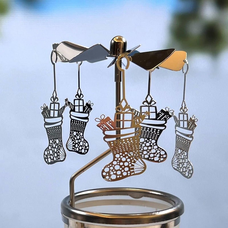 iLaJao Rotary Candle Carousel Spinning Candle Holder Spinning Tealight Holders Christmas Decoration for Home Tabel Centrepieces Gift for Wedding Wife Kids Birthday(Boots) - Image 3