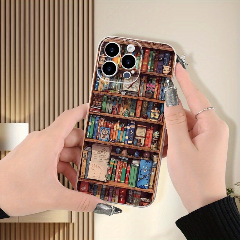 Transparent Creative Bookshelf Pattern TPU Phone Case For iPhone 13 Pro - Image 5