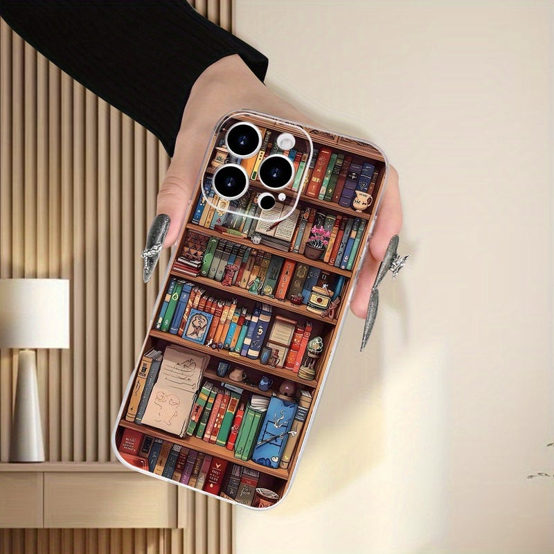 Transparent Creative Bookshelf Pattern TPU Phone Case For iPhone 13 Pro - Image 4