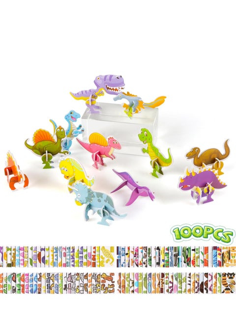 4 Set Educational 3D Cartoon Puzzle,Digital animals,Alphabet animals,Ancient dinosaurs,Airplane tank.Good Gifts for Boys & Girls.（100pcs）