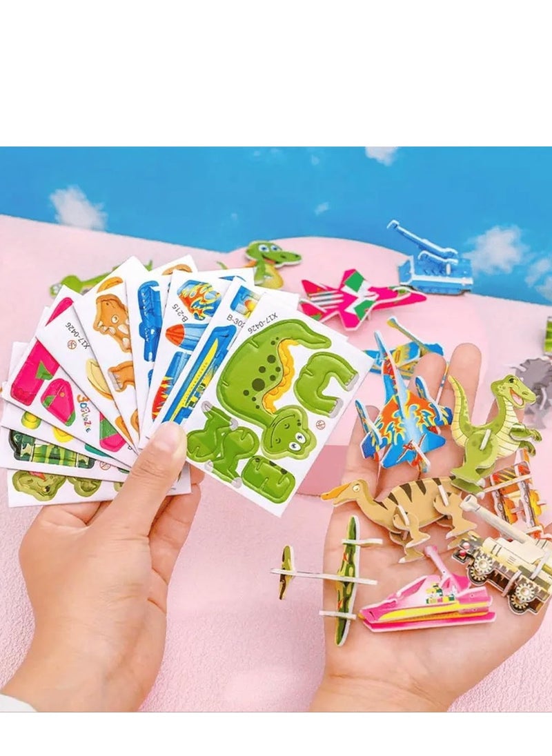 4 Set Educational 3D Cartoon Puzzle,Digital animals,Alphabet animals,Ancient dinosaurs,Airplane tank.Good Gifts for Boys & Girls.（100pcs）