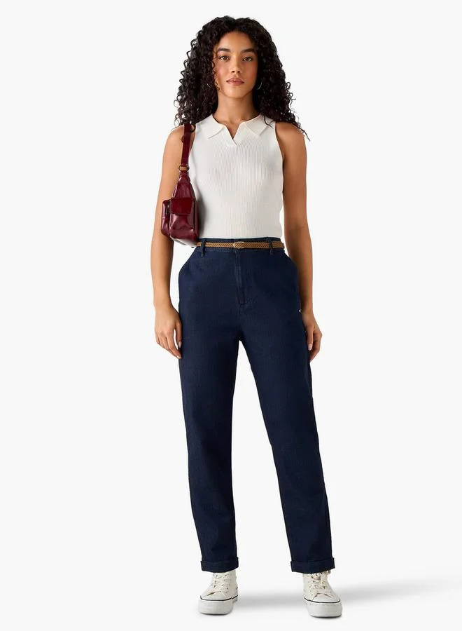 لي كوبر Lee Cooper Regular Fit Trousers with Braided Belt